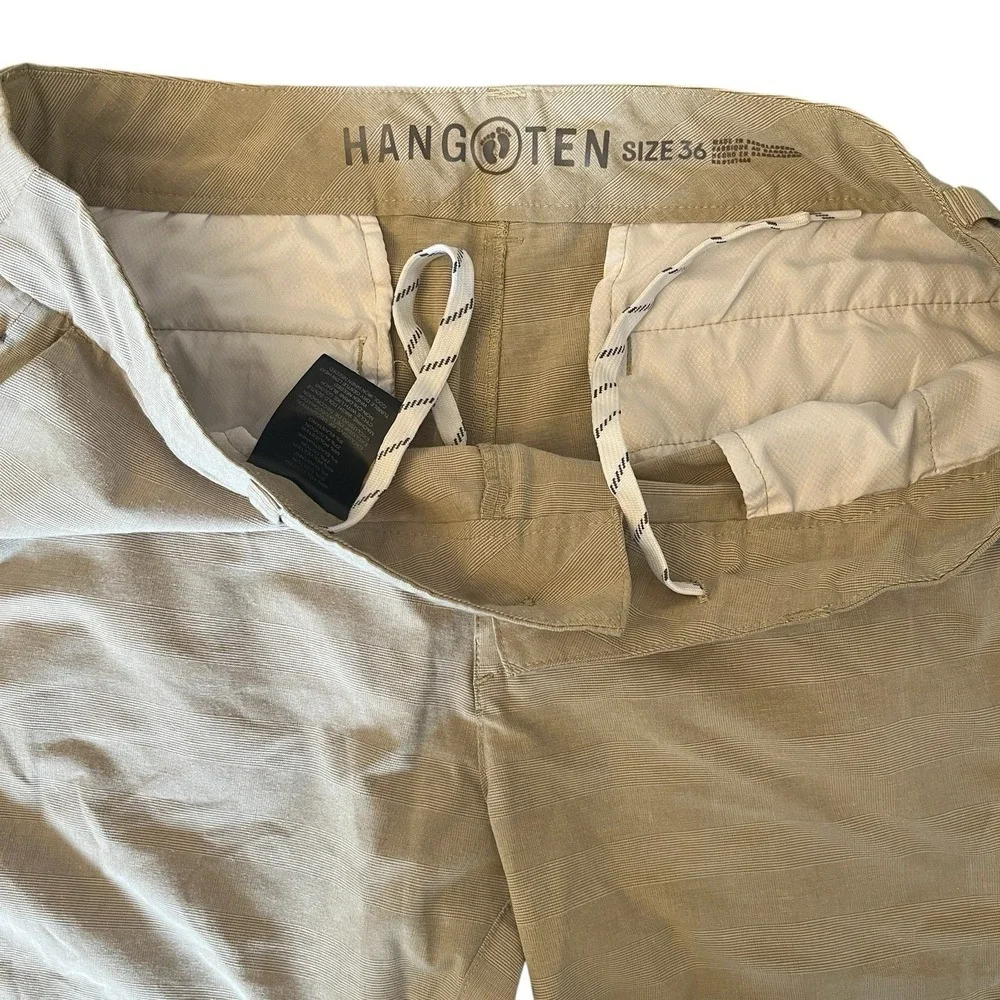 Hang Ten Men's Size 36 Board Shorts‎ Tan Plaid Drawstring Pocket Lightweight